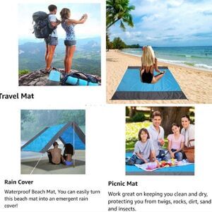 New Beach Blanket Blue Lightweight Nylon Summer Blanket